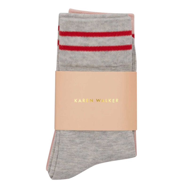 Karen Walker Runaway Girl Socks 2 Pack Light Grey Blush image number 1
